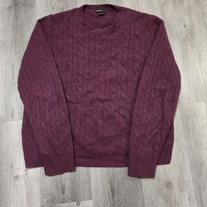 Dane Lewis Men's Burgundy Cashmere Cable Knit Sweater